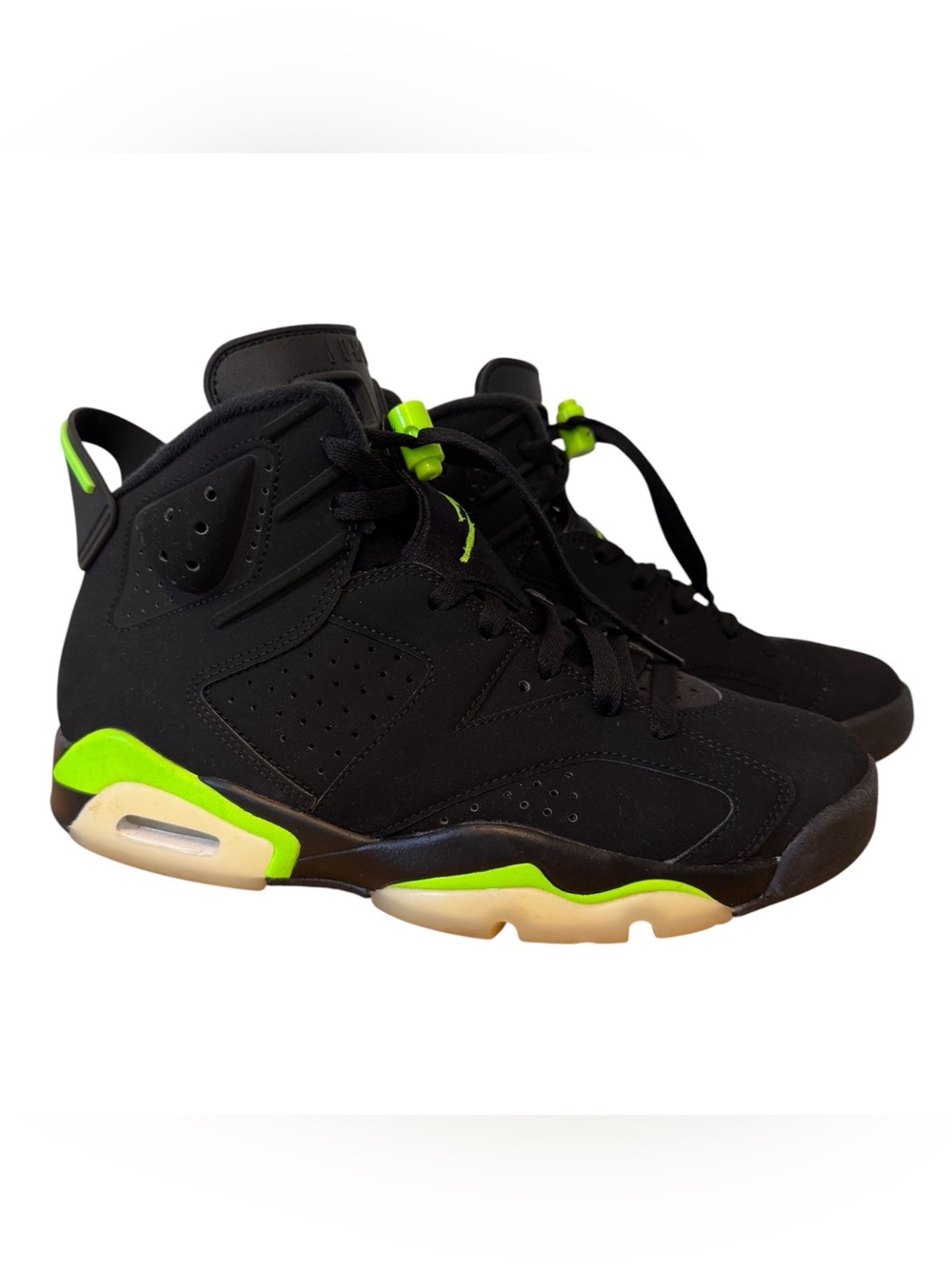 Mens Air Jordan Retro 6 Black Electric Green High-Top Athletic Sneakers Size 8 - Picture 1 of 15